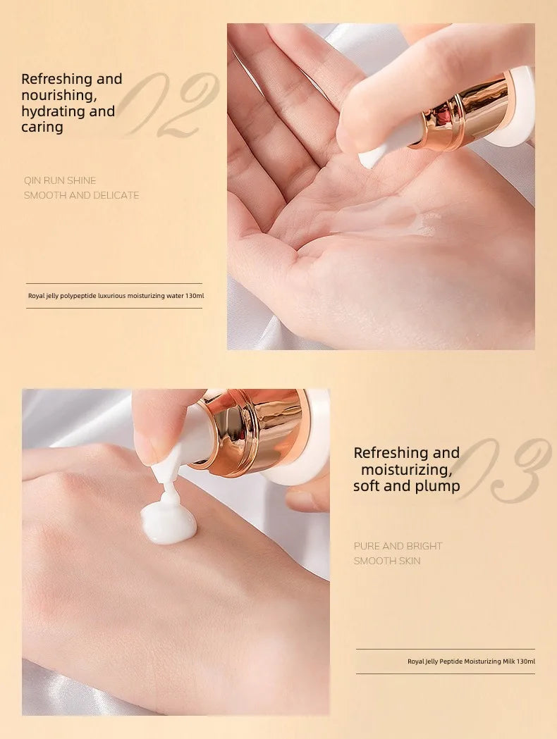 Royal Jelly Moisturizing and Anti-Wrinkle Set Reduces Fine Lines Repairs Skin Hydrates Brightens Anti-Aging Firming Skin care