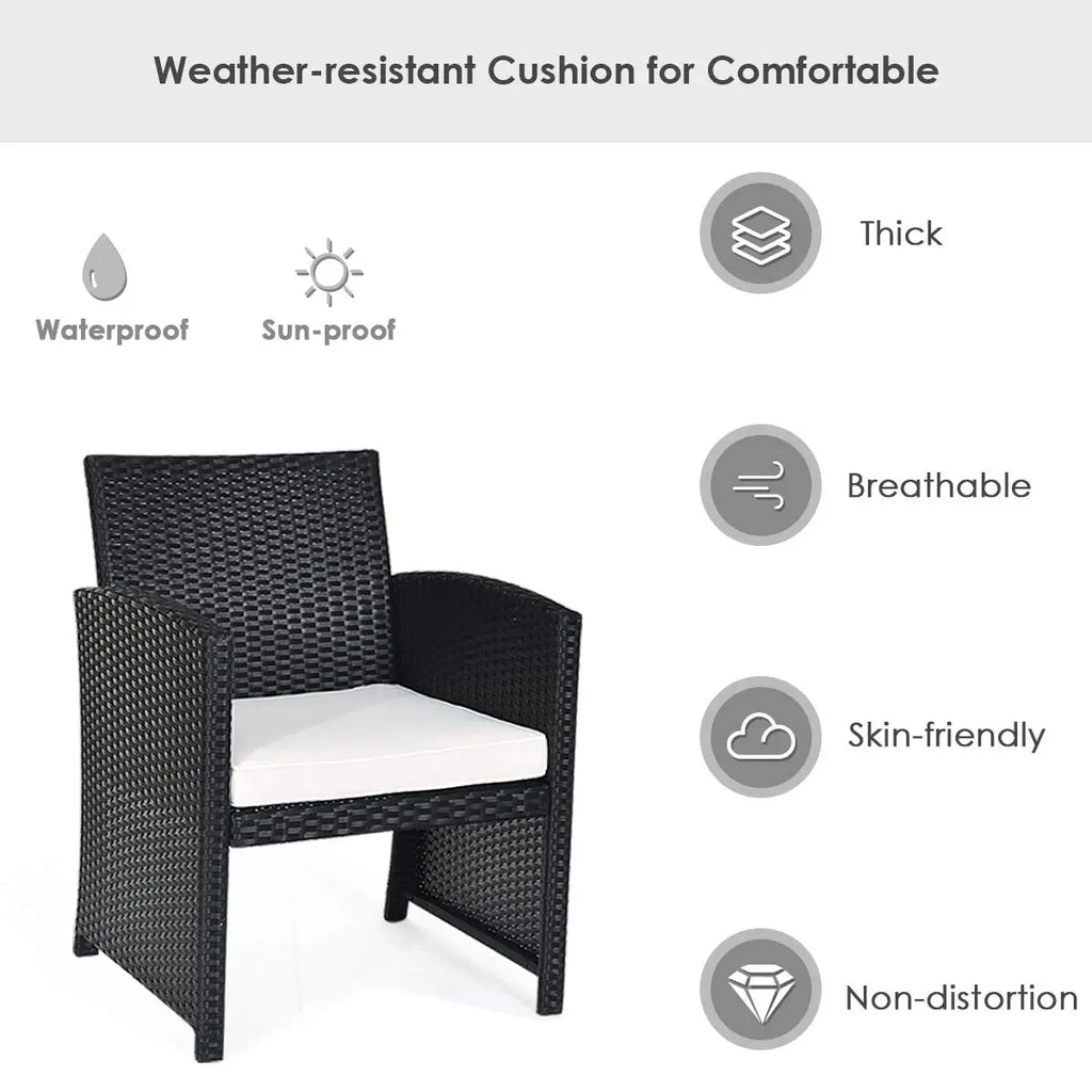 Outdoor Rattan Wicker Patio Furniture Set 4 Pieces Sofa & Table W/Cushions & Tempered Glass For Garden Lawn Backyard, Customized