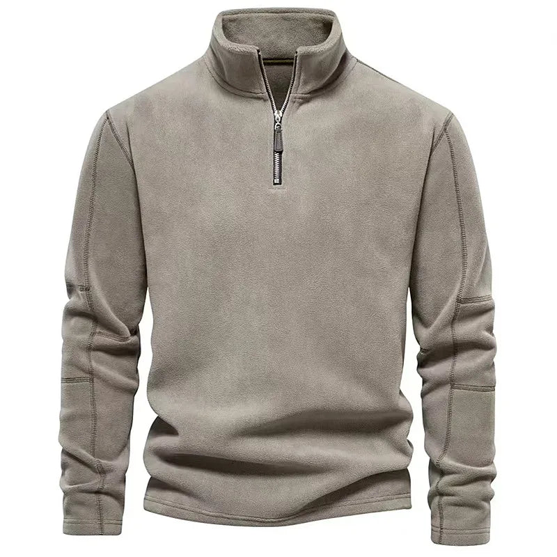 Thick Fleece Hoodie Men'S Autumn Winter Fashion Brand Half Zipper Long Sleeve Warm Outerwear Casual Color No Brand