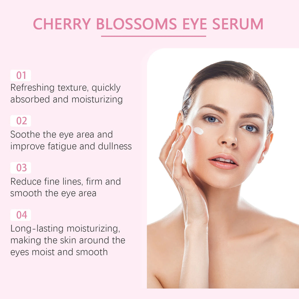 JAYSUING Sakura Eye Serum Anti Dark Circles Puffiness Eye Bag Wrinkle Remover Firming Moisturizing Brightening Eye Lifting Cream