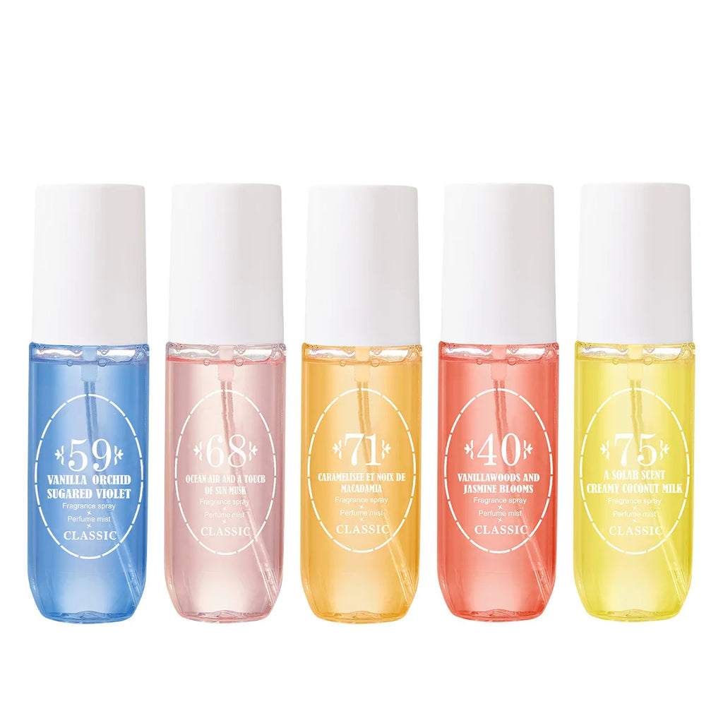 Perfume Mist Body Spray 5 Scents Vanilla Orchid Ocean Air Jasmine Blooms Creamy Coconut Milk Macadamia Long Lasting 90ml Each for Women Gift