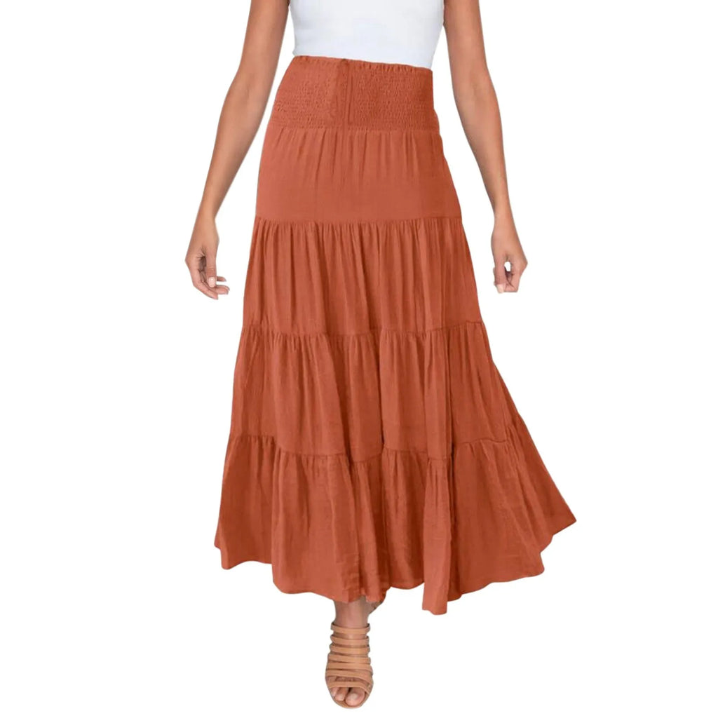 Boho High Waist Maxi Skirt – Flowy A-Line Beach & Casual Style