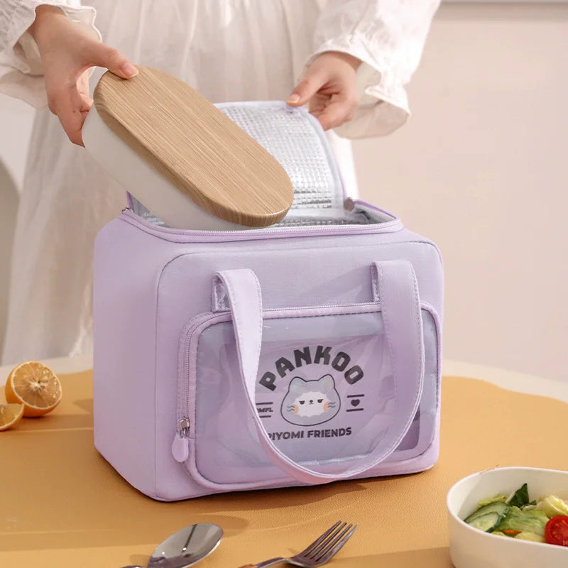 Bolsa de almuerzo de pana con aislamiento térmico, lonchera, bolso de mano, multifuncional, para niños, escuela, enfriador, bolsa de picnic, bolsa de comida