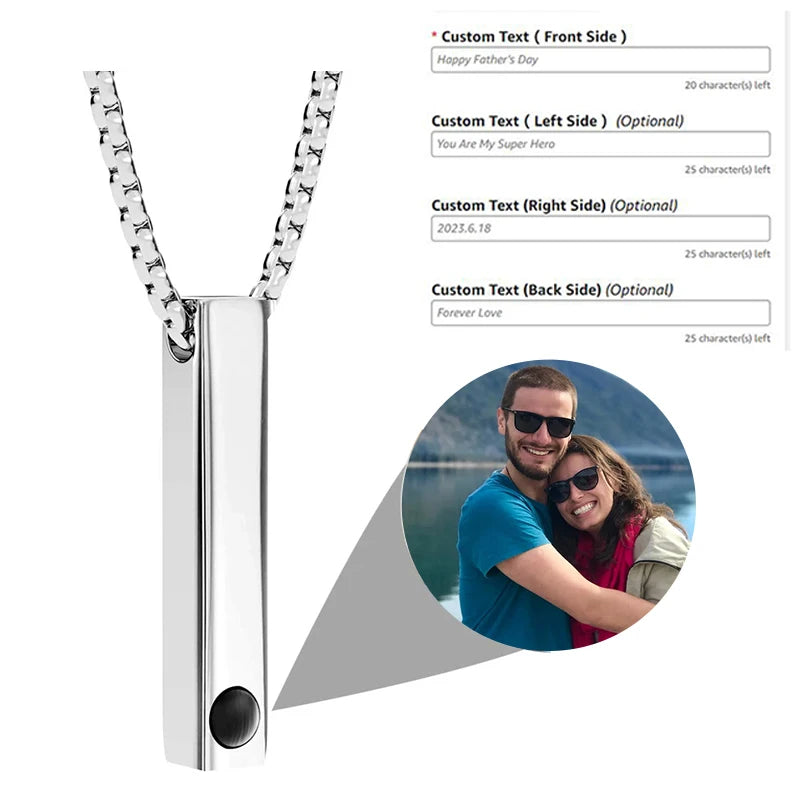 Custom Photo Projection Necklace With I Love You In 100 Languages Personalized Gift For Women