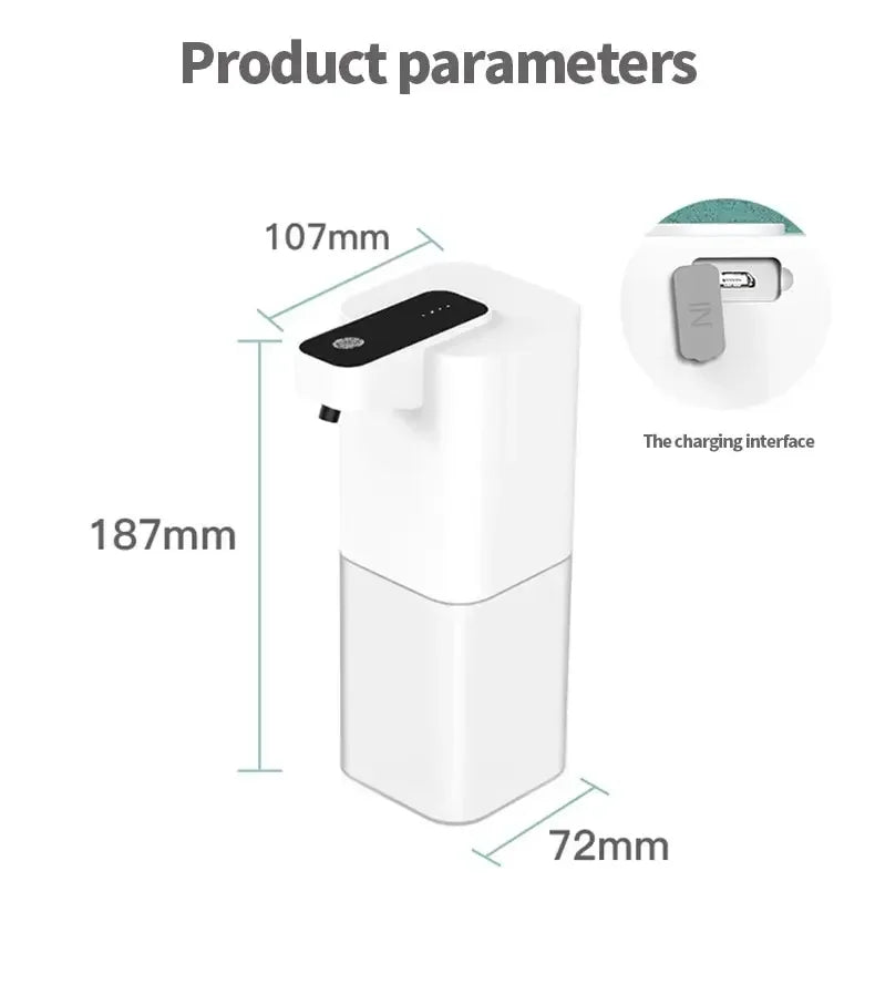 Dispensador de jabón automático de 400 ml, recargable por USB, dispensador de jabón de espuma portátil sin contacto y manos libres para el hogar