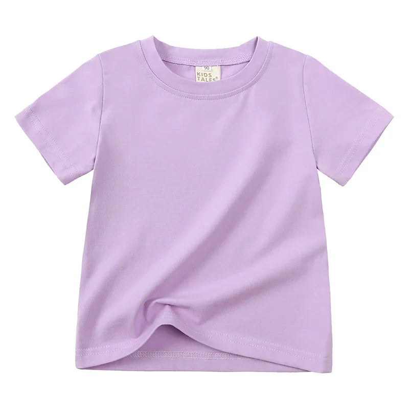 Kids Summer Cotton T Shirt Breathable Solid Tee For Boys And Girls 12M To 9T Lightweight Everyday Casual Shirt