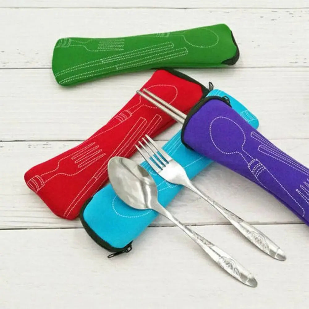 Bolsa de vajilla para viaje, bolsa de vajilla portátil para picnic sin vajilla, estuche de cubiertos, bolsas para picnic, caja de almacenamiento de tenedores y cucharas