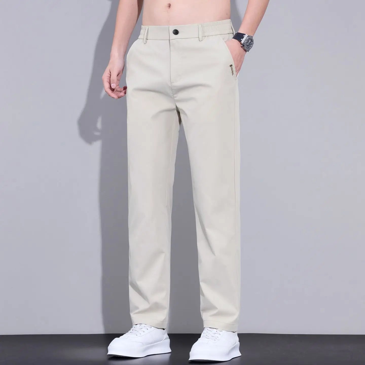 Spring Summer Thin Mens Pants Straight Business Casual Pants Ice Silk Quick Dry Breathable Korean Trousers Fashion Men Clothing