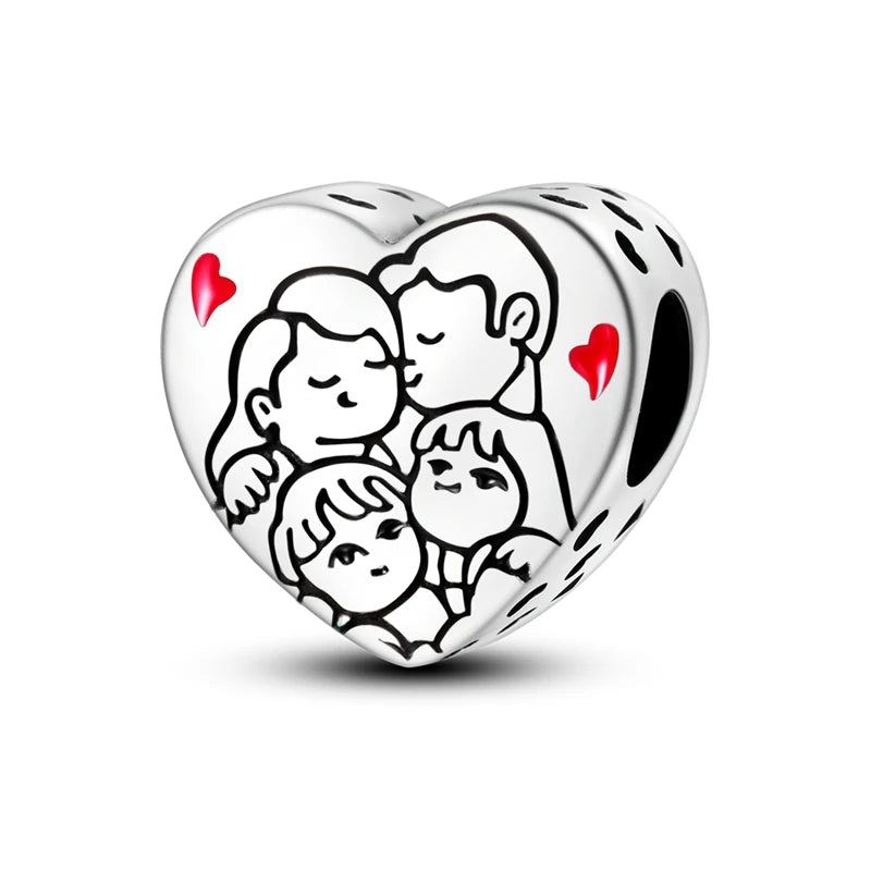 925 Sterling Silver Heart Charm Bead With Zircon Accent, GDTC Certified Fine Jewelry Gift For DIY Bracelet Makers