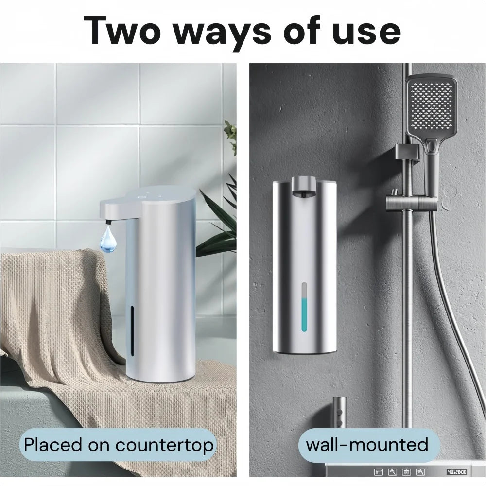 Dispensador de jabón de espuma con sensor de acero inoxidable, automático, sin contacto, infrarrojo, de pared o de escritorio para baño en casa