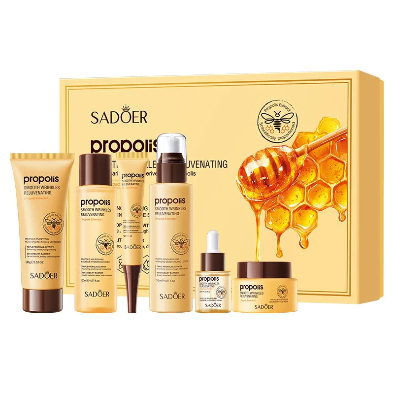 6pcs Propolis Nourishing Skincare Gift Set, Intensive Hydrating Sodium Hyaluronate Facial Kit, Barrier Repair, Smooth Wrinkles
