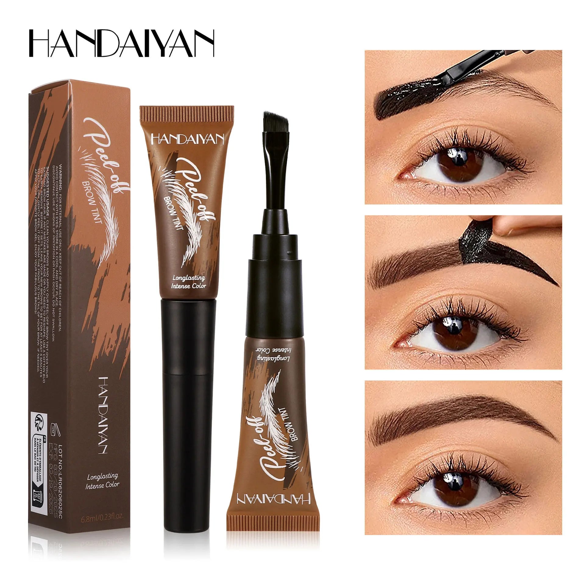 Eyebrow Tattoo Tint Semi Permanent Brow Tint Long-lasting Waterproof Natural Brown Liquid Eye Enhancers Brow Tattoo with Brush