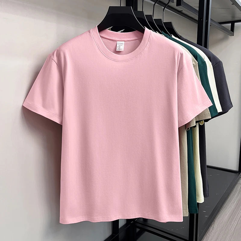 100%cotton men short sleeve T-shirt round neck summer casual high-quality new classic solid color comfort breathable fashion top