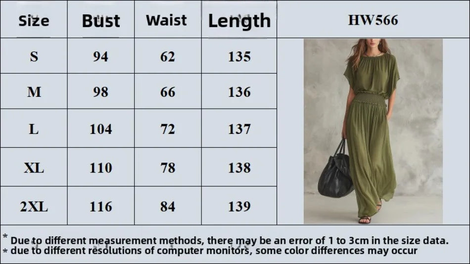 Elegant High-Waisted Loose Dress for Women Summer Fashionable Casual O-Neck Batwing Short Sleeve Waist-Cinching Elegant Women's