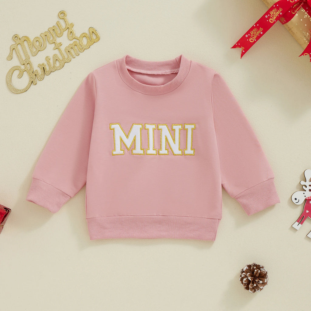 Citgeett Spring Mommy And Me Matching Outfits 0-3Y Letter Embroidery Long Sleeve Pullovers Fall Sweatshirt Tops