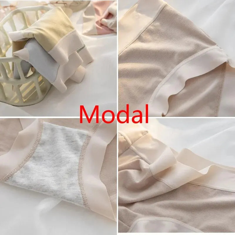 4Pcs/Set Women'S'S Panties Modal Underwear Female Comfortable Seamless Sexy Lingerie Intimates Underpants Briefs Girls Solid M-Xl