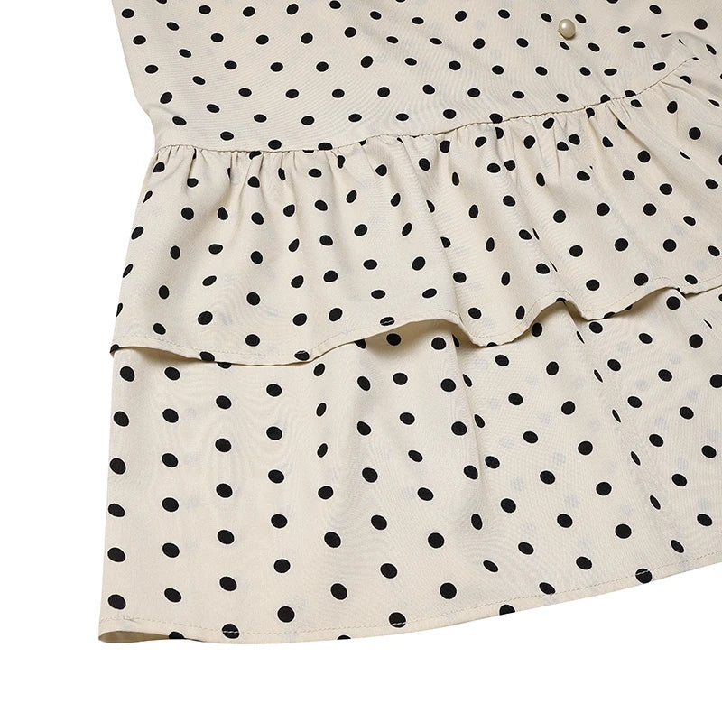 ZANZEA Summer Polka Dots Printed Women Dress Elegant Casual Holiday Beach Ruffled Sundress V Neck Short Sleeve Work Midi Dresses