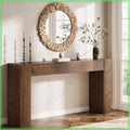 Solid Wood Console Table, 63in Farmhouse Sofa Table for Entryway, Living Room, Easy Assembly, Walnut