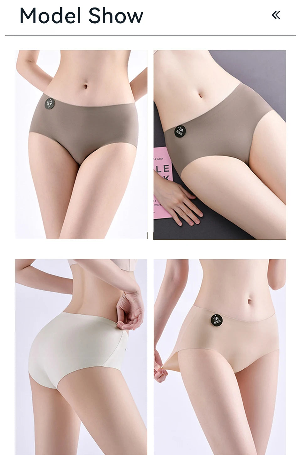 Falllsweet 4Pcs Women Seamless Silk Panties Soft Thin Female Underwear Sexy Mid-Rise Briefs Ice Silk Underpants Lingerie M-2XL
