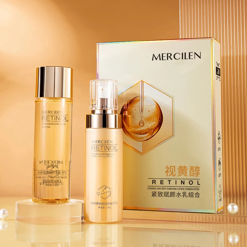 Mercilen Retinol Water-Lotion Combination Set 150Ml+130G, Daily Skincare Set, Rich in Hyaluronic Acid and Niacinamide, Brightening and Firming Care for Sensitive Skin, Premium Gift Box, Ideal Holiday Gift for Friends or Mothe