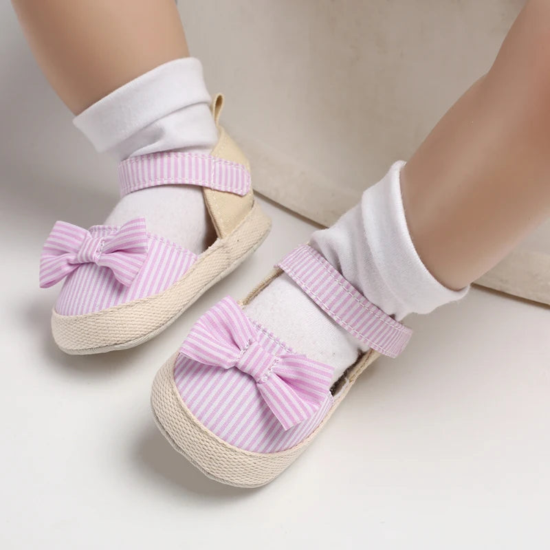 Summer Girl Baby Casual Sandals Soft Sole Comfortable Lightweight Walking Shoes Bow Canvas Baby Shoes