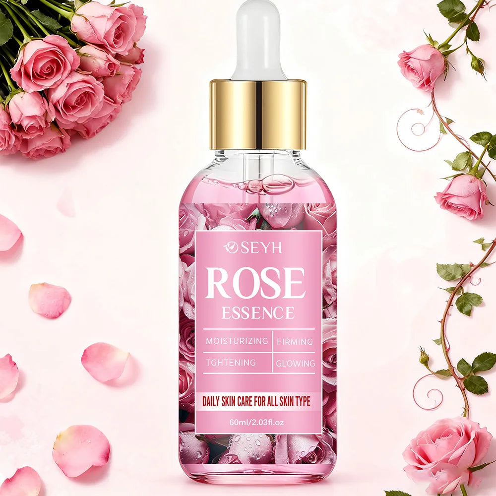 SEYH Rose Hydrating Essence 40ml/60ml - Day And Night Plant Extracts with Aloe Vera Rose Ceramides Retinol Peptides for Elastic