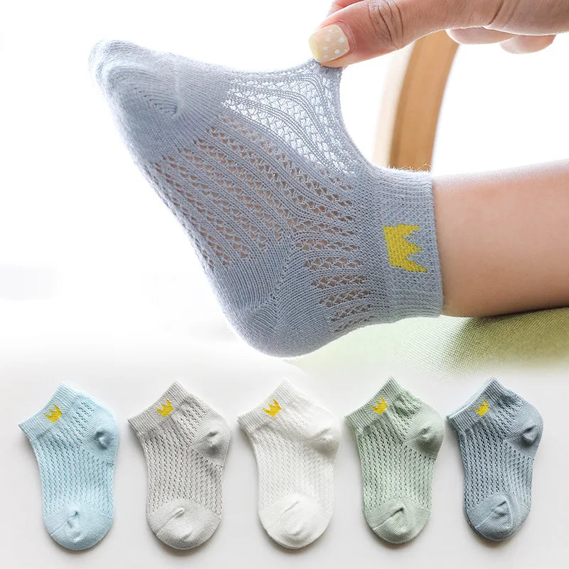 Kids Ultrathin Mesh Boat Socks – 5 Pairs, Ages 0-5Y