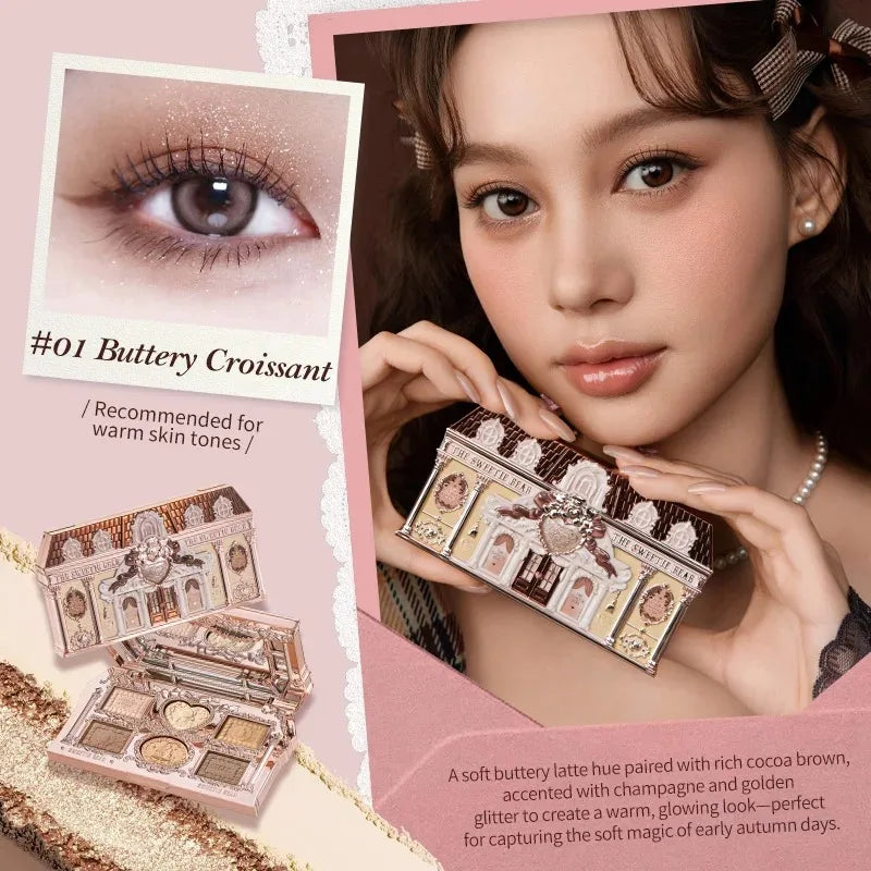 Flower Knows Sweetie Bear Highly Pigmented Eye Makeup Palette Eye Shadows Long Lasting Matte Shimmer Finish Cosmetics Kit