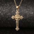 Religion Jesus Cross Pendant Necklace For Women'S Men Shiny Rhinestone Gold Color Chain Design Hip Hop Jewelry