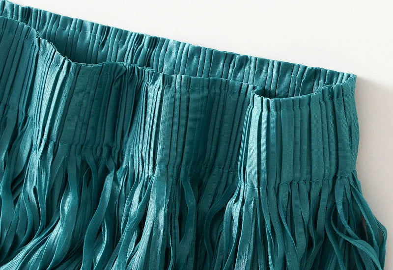Luxury Multi Solid Colors Pleated Skirt for Women's Large Hem Folds A-line Skirts Female 2025 Loose Fashion Skirts Casual 0666
