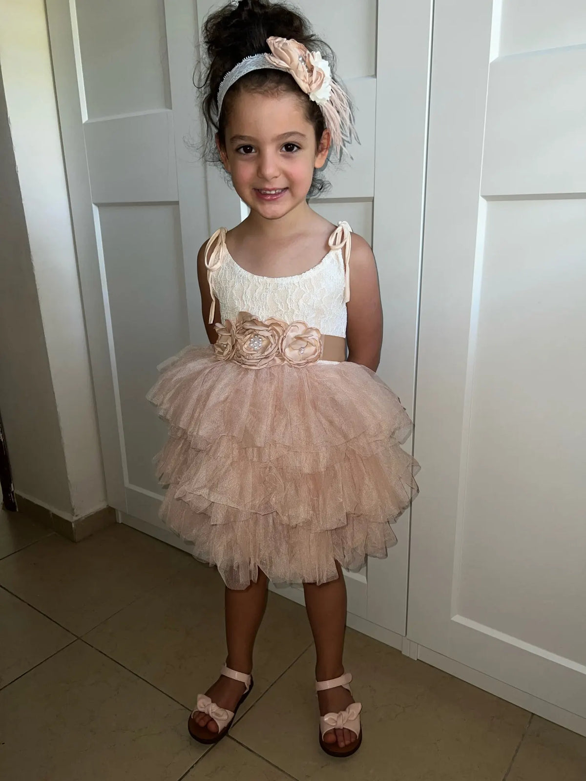 New Born Baby Girls Birthday Dress for Kids Flowers Girls Party Tutus Costume Belt Headband 3pcs Outfit Set Princess Vestidos