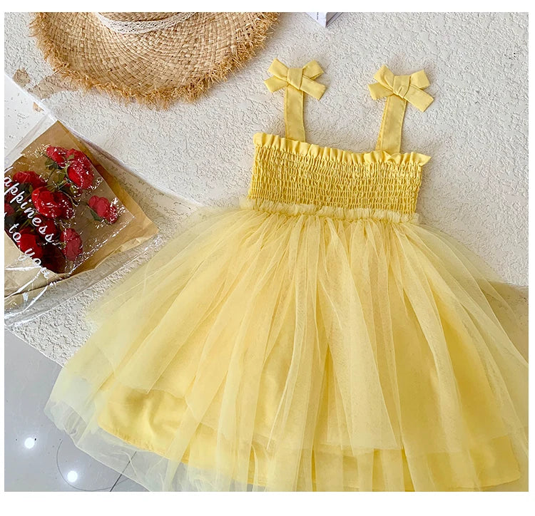 Kids costumes Flower girls tulle dress girls wedding tutu dress formal dress ceremonial dress yarn Suspenders dress