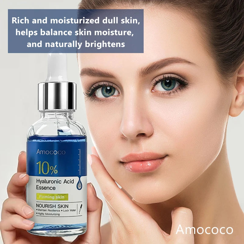 Amococo 2pcs Facial Serum 30ml 10% Salicylic Acid Essence Vitamin C Essence Hyaluronic Acid Face Serum Moisturizing Hydrating Skin Care Brightening Nourishing Essence for Daily Face Care