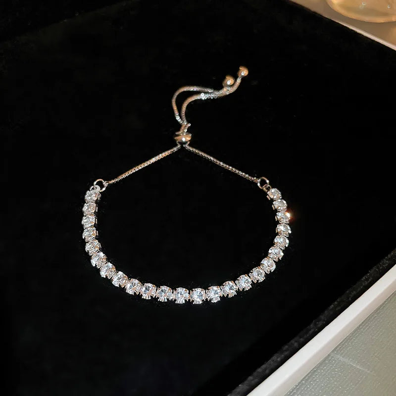 Wave Geometry Adjustable Bracelet Bangle Luxury Fashion Rhinestone Crystal Bracelets Women'S Wedding Wristband Jewelry