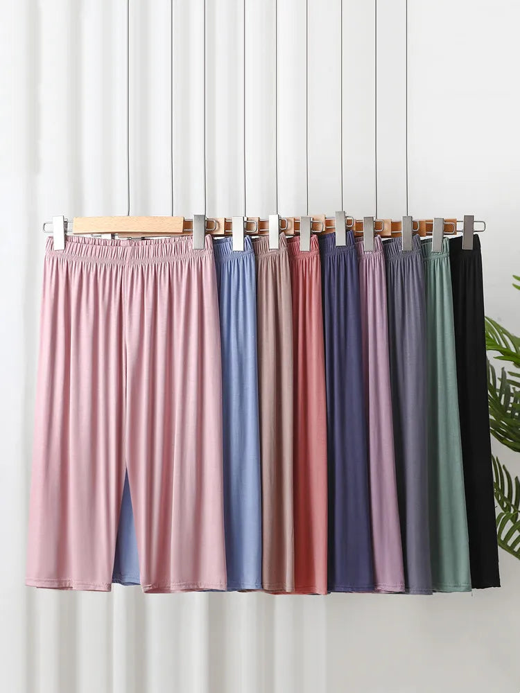 Modal Loose Sporty Summer Sleepwear Women's Casual Pants Straight Leg Wide Leg Big Size Thin Short Shorts Home Comfortable