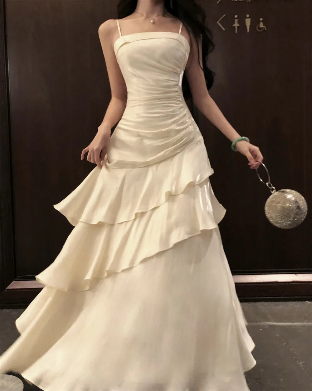 Elegant Women French Spaghetti Strap New Long Dresses Female Slim Chic Party Prom Robe Fashion One Piece Clothing Spring Summer