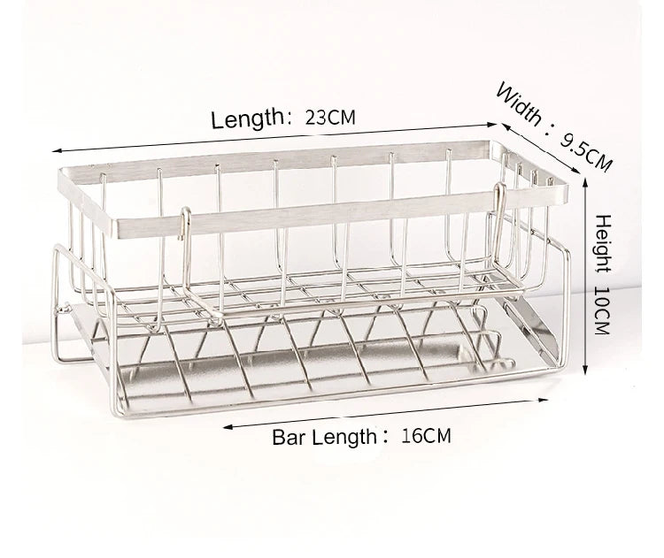 Rejilla de almacenamiento de herramientas de limpieza de fregadero, escurridor multifuncional de acero inoxidable para cocina, organizador de esponjas y detergentes, colgador de trapos