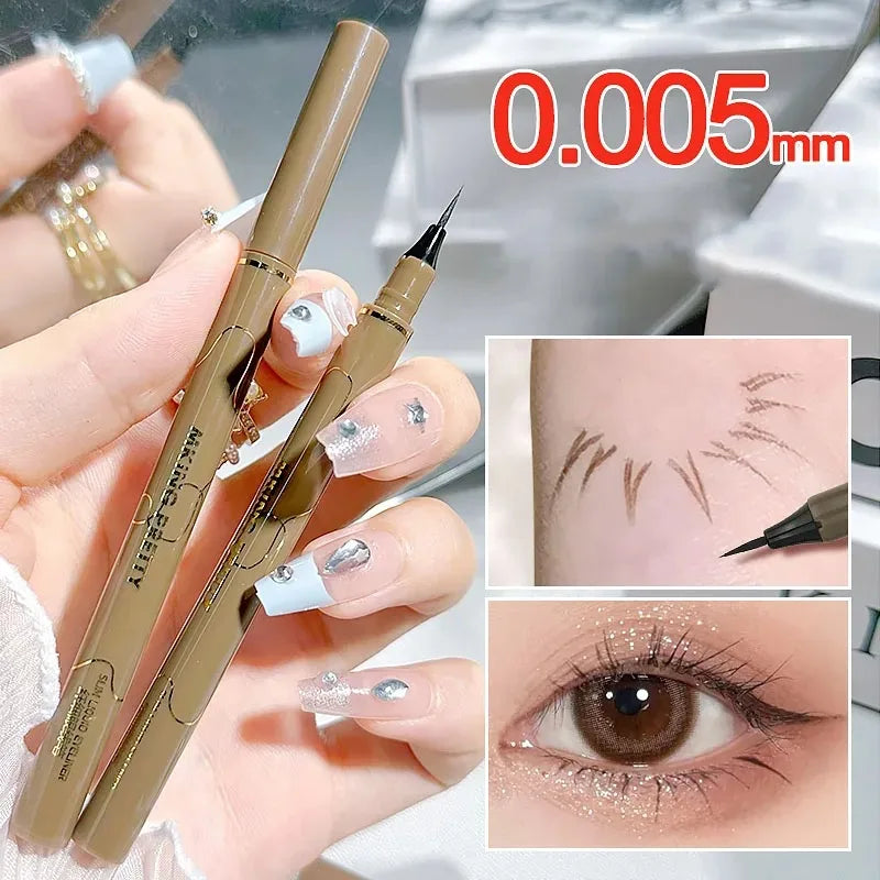 0.005mm Waterproof Liquid Eyeliner Matte Long Lasting Quick Dry Ultra-thin Eyeliner Lower Eyelash Pen Non Smudging Korean Makeup