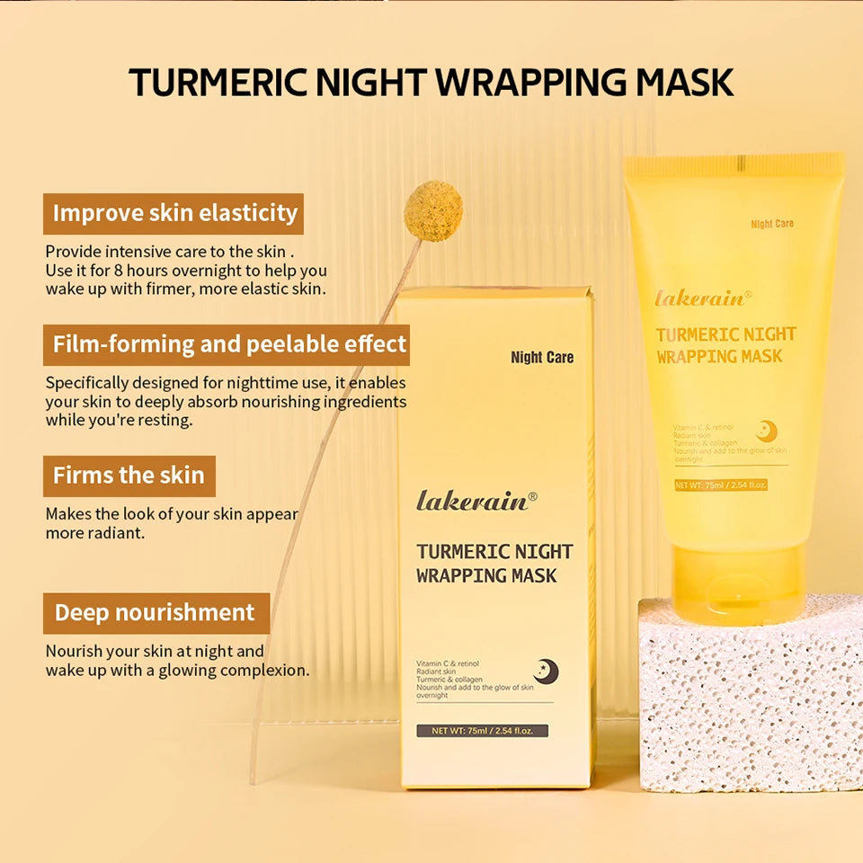 Collagen Overnight Wrapping Peel Off Facial Mask, Korean Collagen Night Wrapping Mask Deeply Hydrates Night Care Mask Cream 75ml
