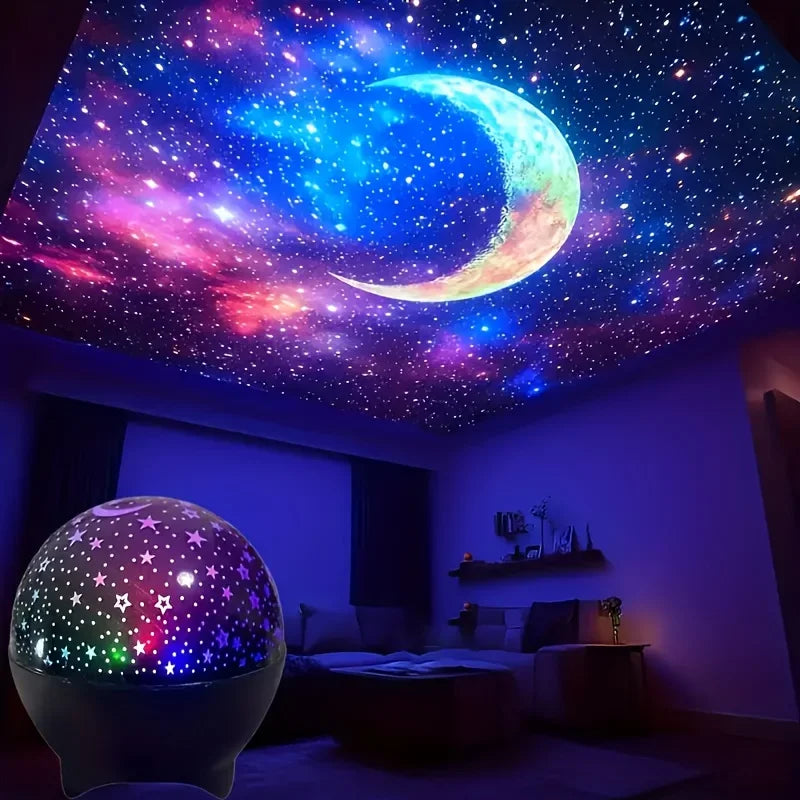 Star and moon projection night light fairy light bedroom LED atmosphere music synchronization color changing projection light