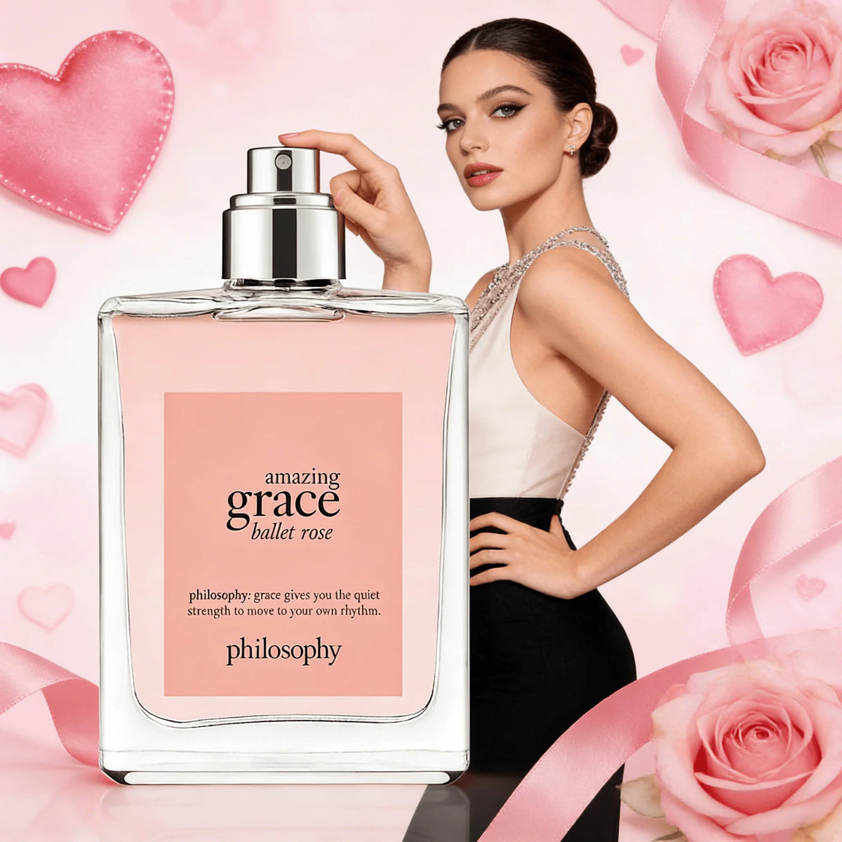 Philosophy Amazing Grace Ballet Rose Eau De Toilette Spray 4 FL OZ (120ml), Authentic Ladies Floral Rose Perfume, Soft Romantic Rose Fragrance, Long Lasting Scent for Everyday Evening Wear