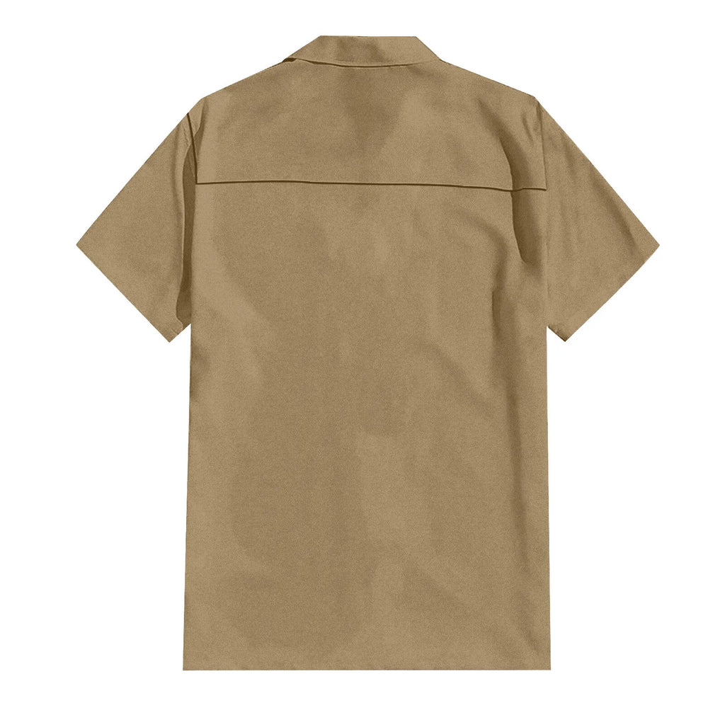 Men'S Short-Sleeved Shirts Cotton Linen Summer Solid Color Turn-Down Collar Quick Drying Casual Beach Style Plus Size Shirts