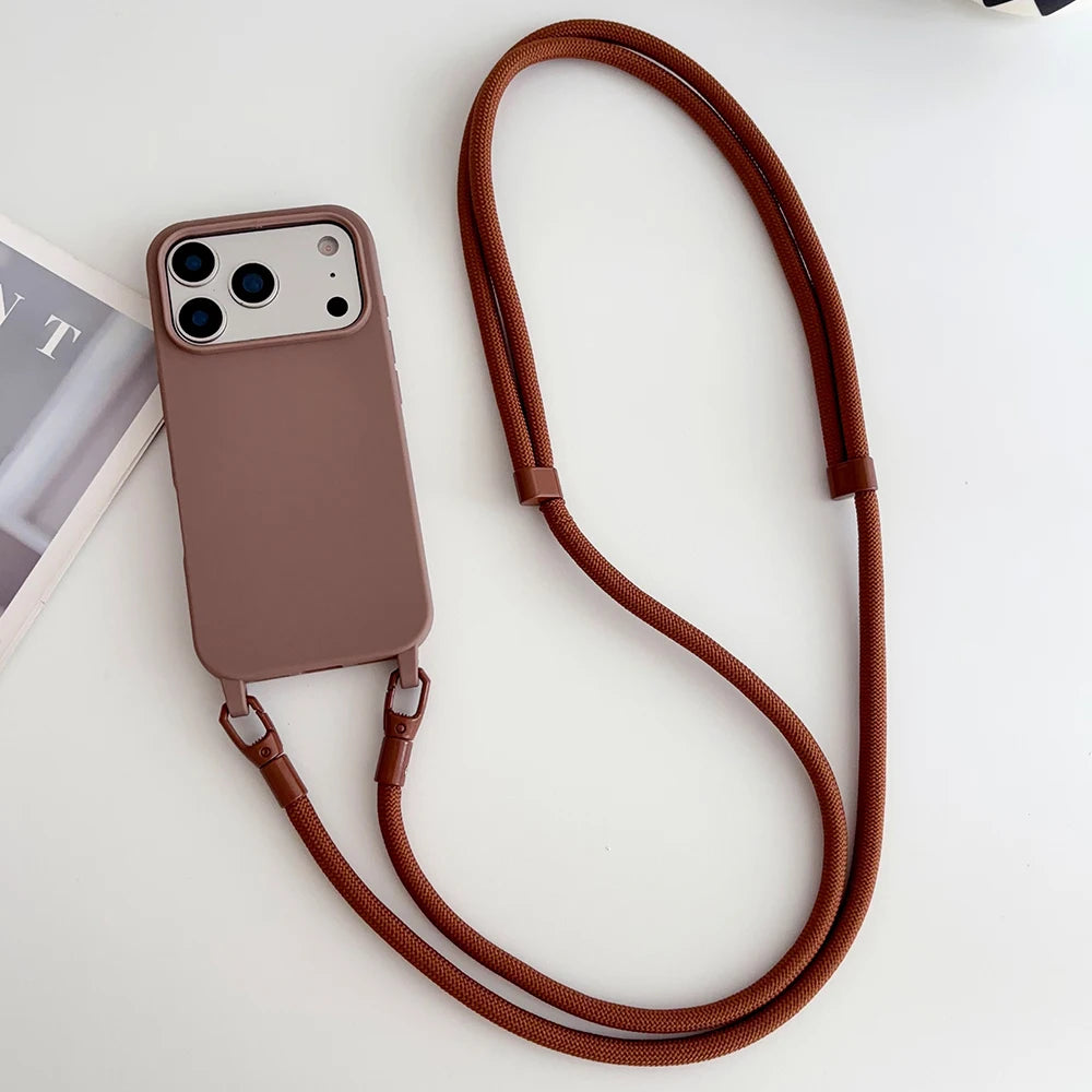 Silicone Crossbody Lanyard Case for iPhone - Shockproof Soft Cover