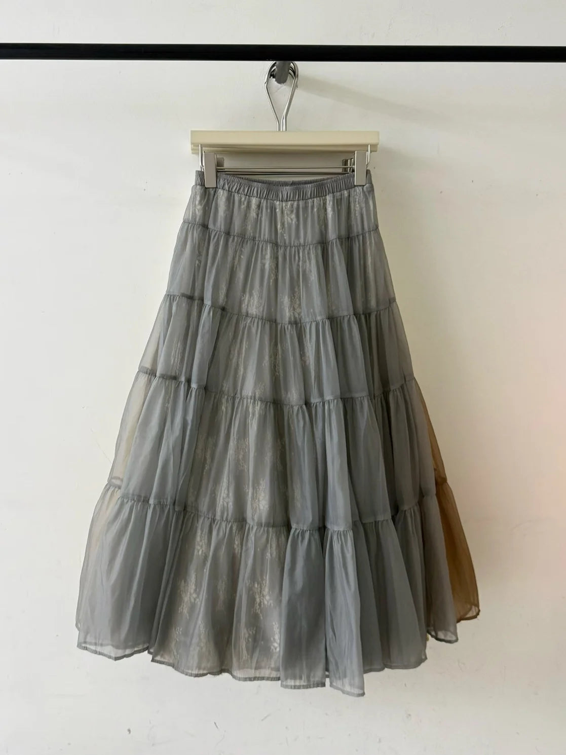 Summer New Style Women's Midi Skirt Cake Skirt Loose Fit High Waist Polyester Fiber Splice Sweet  Color Maxi Half-length
