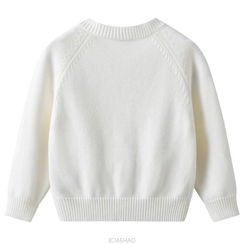 Teen Girl Clothes 2025 Children New Korean Cardigan Girls Knit Jacket Spring Autumn Outfit Style Costume Handmade Heart DIY Kids