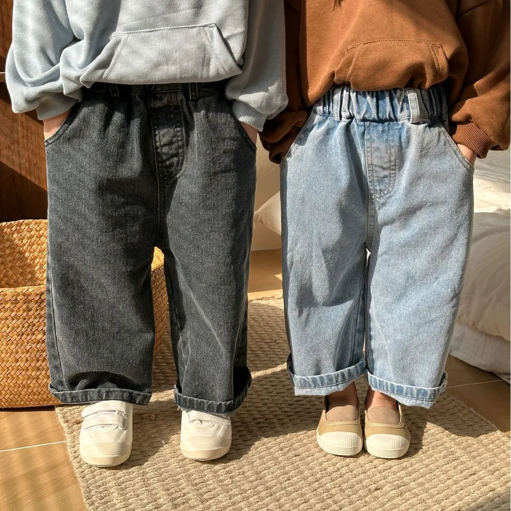 8701-1 Children'S Denim Pants Spring Autumn New Girls' Wide-Leg Pants 1-10Year Boy'S Jeans Casual