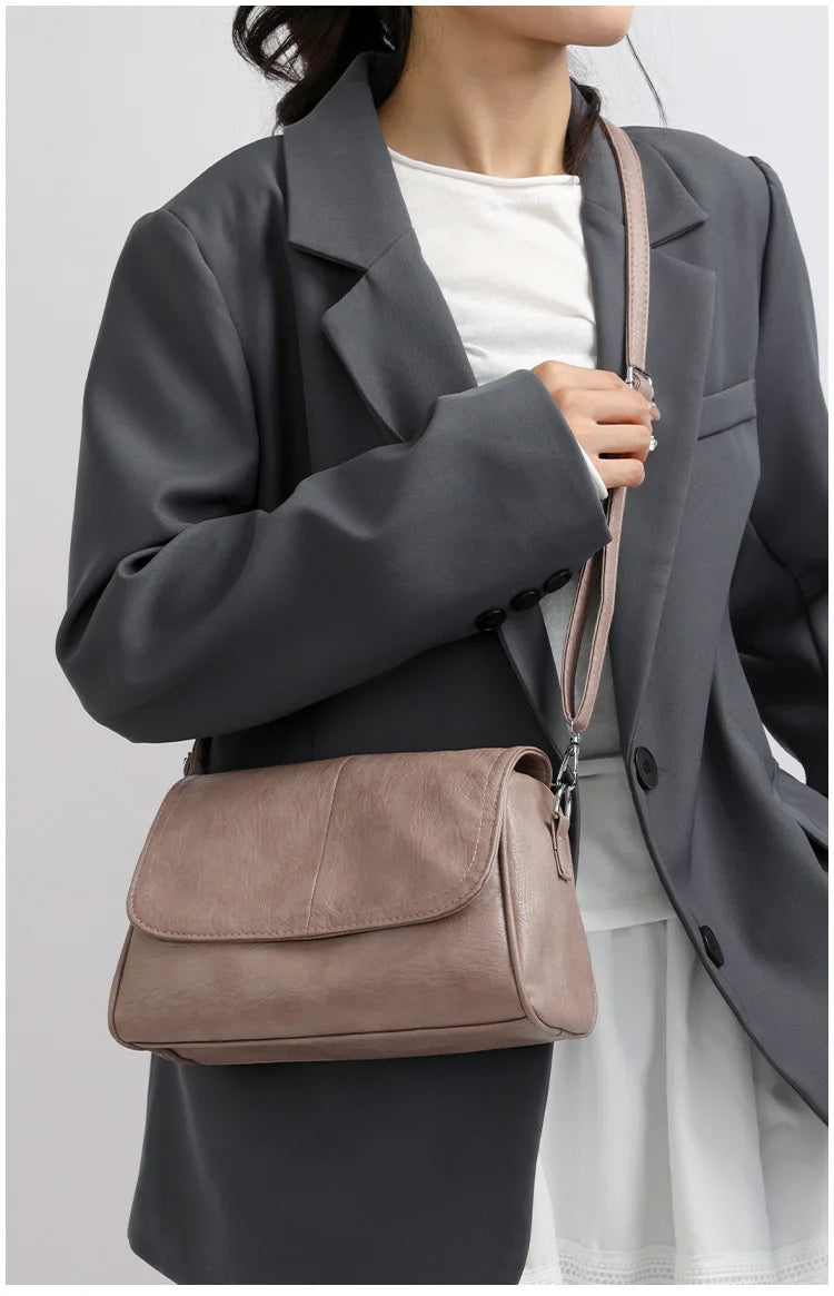 Retro Oil Wax Leather Crossbody Bag,with Textured and Vintage Feel,Simple and Elegant Flap Design,and Adjustable Shoulder Strap