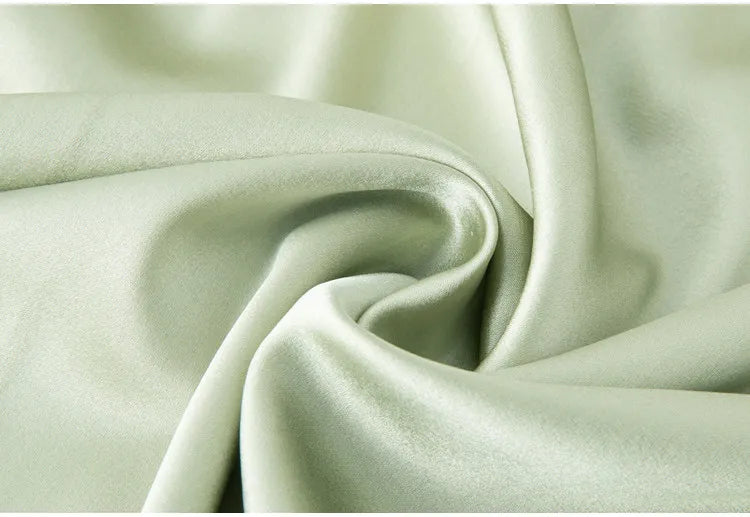 Women's Spring/Summer New 92% Natural Mulberry Silk Elastic Satin Solid Loose Sweet Wind Long Sleeve Home Clothes Nightdress