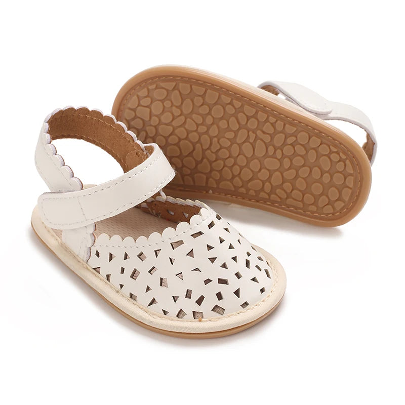 0-18M Baby Girls Summer Fashion Classic Minimalist Hollow Sandals Anti-Slip Casual Walking Shoes