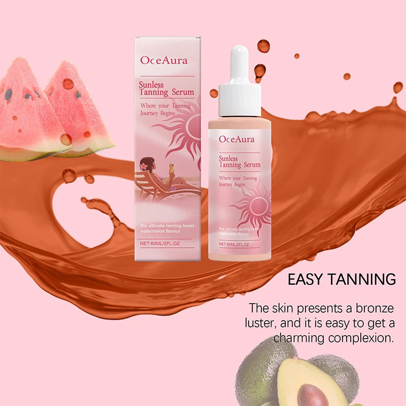 Self Tanning Drops Natural Herbal Enhance Skin Melanin Liquid Bronzer Tanner Body Face Prevent Sunburn Sunless Tanning Products